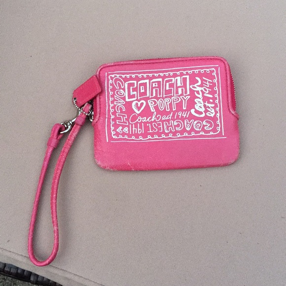 COACH hot pink poppy wristlet - Picture 2 of 5